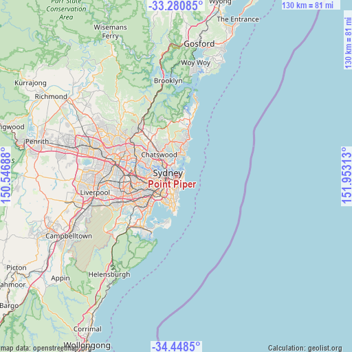 Point Piper on map