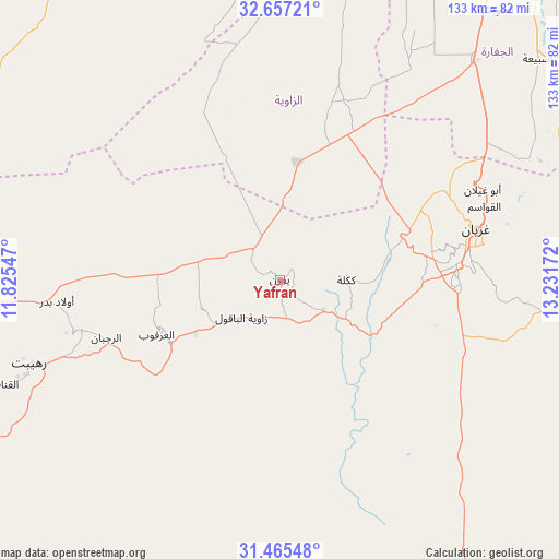 Yafran on map