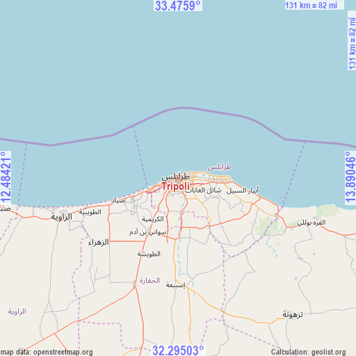 Tripoli on map