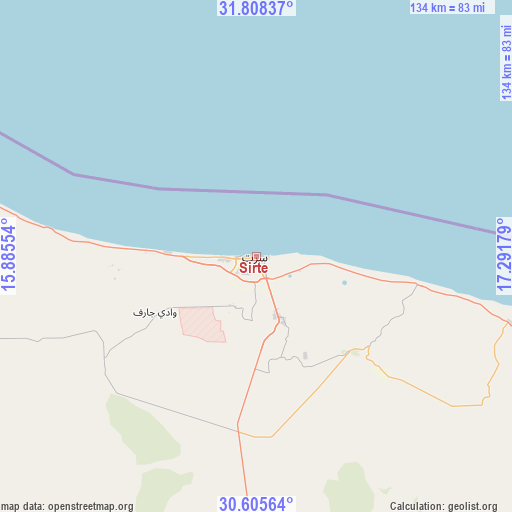 Sirte on map