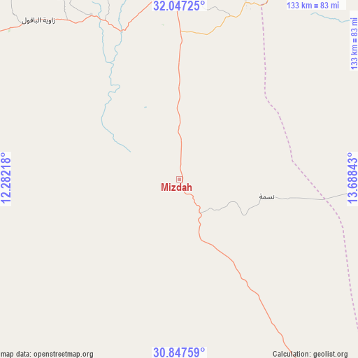 Mizdah on map
