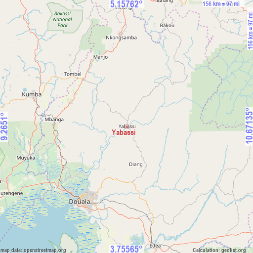 Yabassi on map