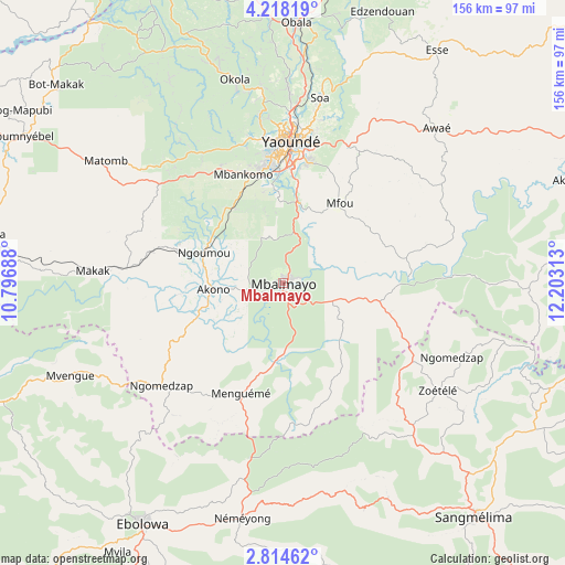 Mbalmayo on map