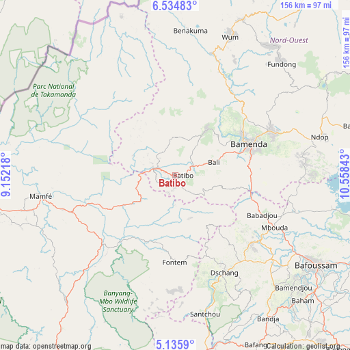 Batibo on map