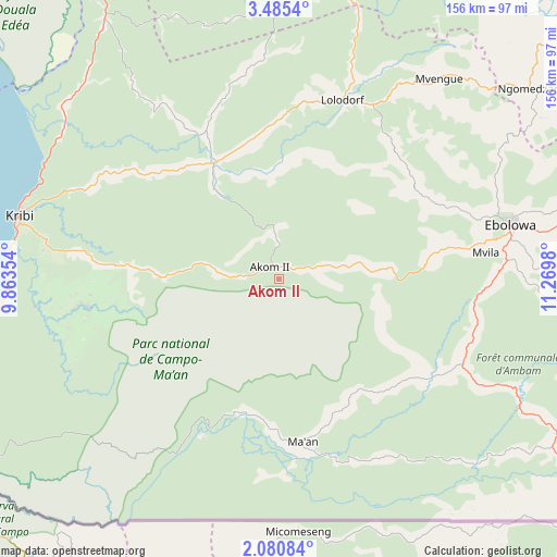 Akom II on map