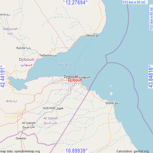 Djibouti on map