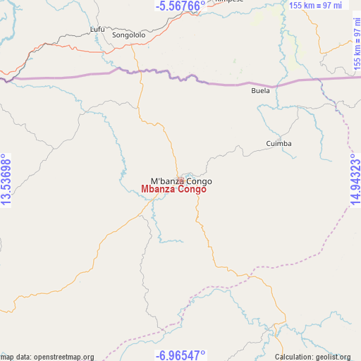 Mbanza Congo on map