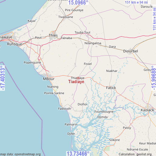 Tiadiaye on map