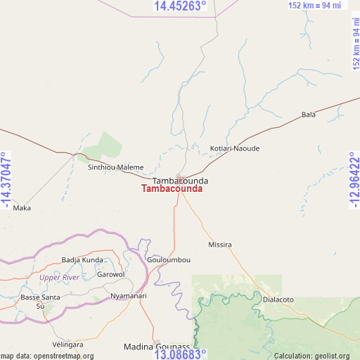 Tambacounda on map
