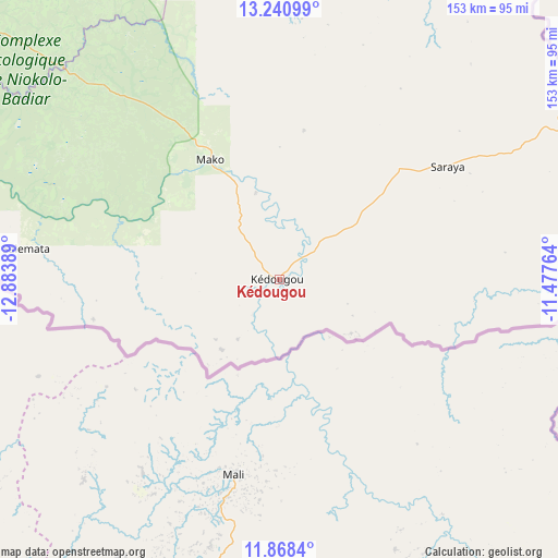 Kédougou on map