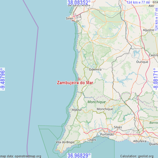 Zambujeira do Mar on map