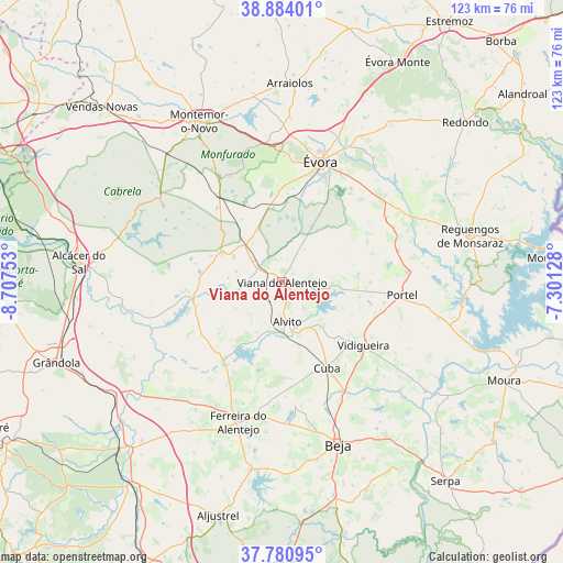 Viana do Alentejo on map