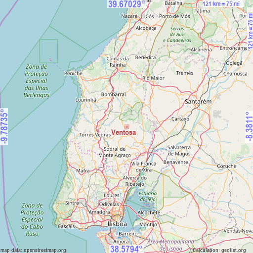 Ventosa on map