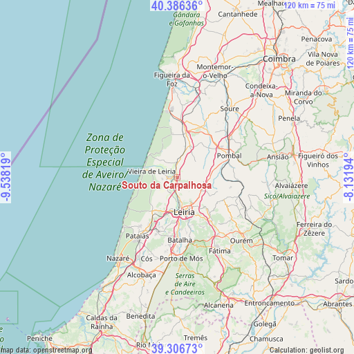 Souto da Carpalhosa on map