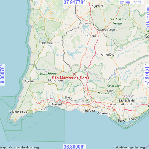 São Marcos da Serra on map