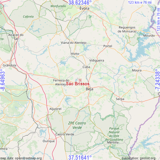 São Brissos on map