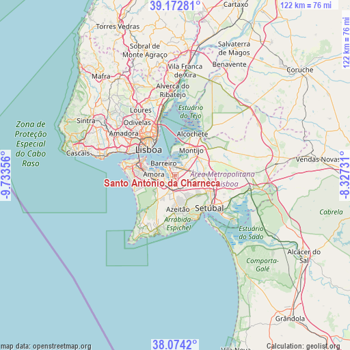 Santo António da Charneca on map