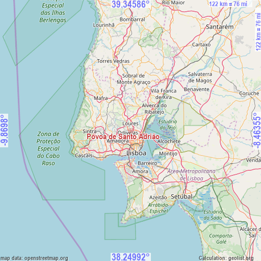Póvoa de Santo Adrião on map