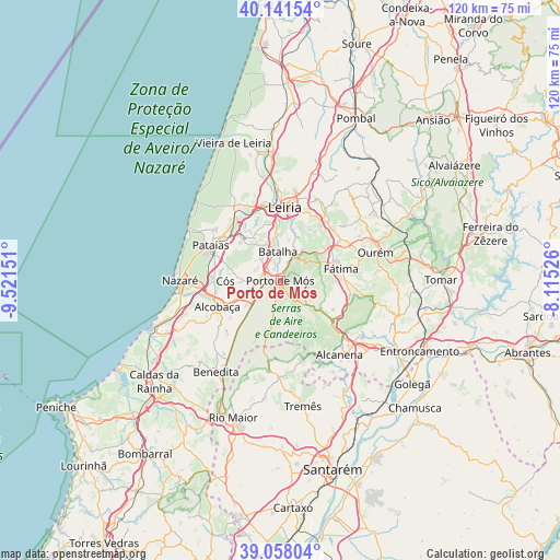 Porto de Mós on map