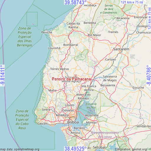 Pereiro da Palhacana on map