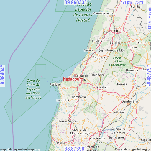 Nadadouro on map