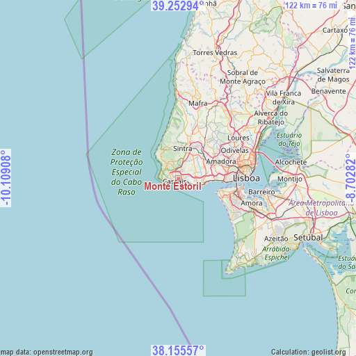 Monte Estoril on map