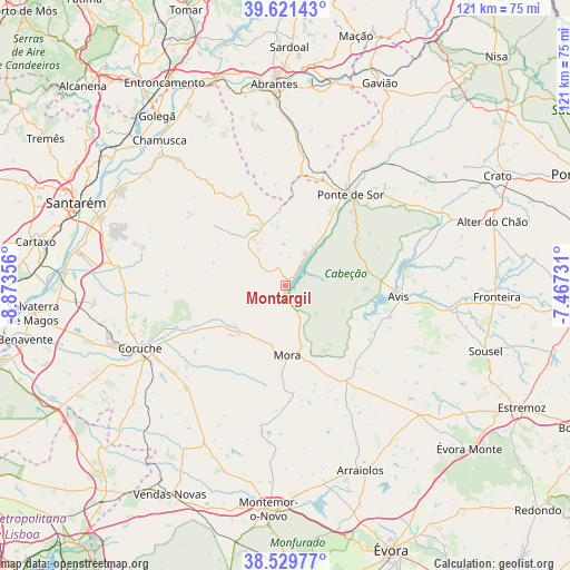 Montargil on map