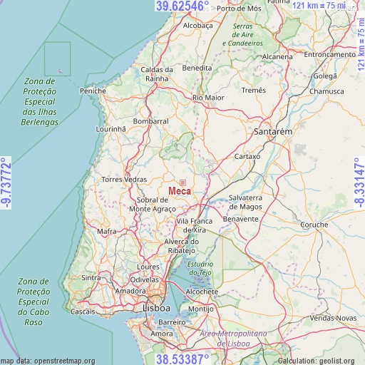 Meca on map