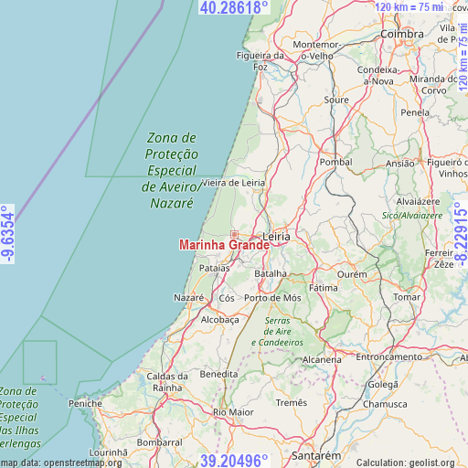 Marinha Grande on map