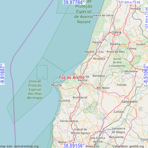Foz do Arelho on map