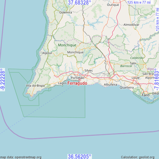 Ferragudo on map