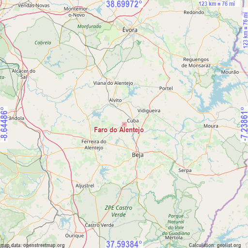 Faro do Alentejo on map