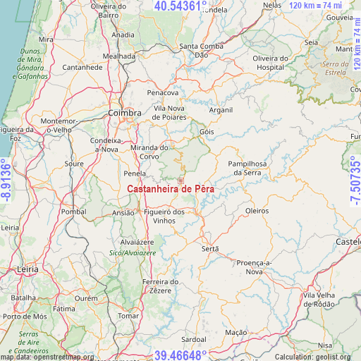 Castanheira de Pêra on map