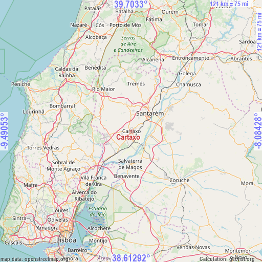 Cartaxo on map