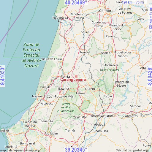 Caranguejeira on map