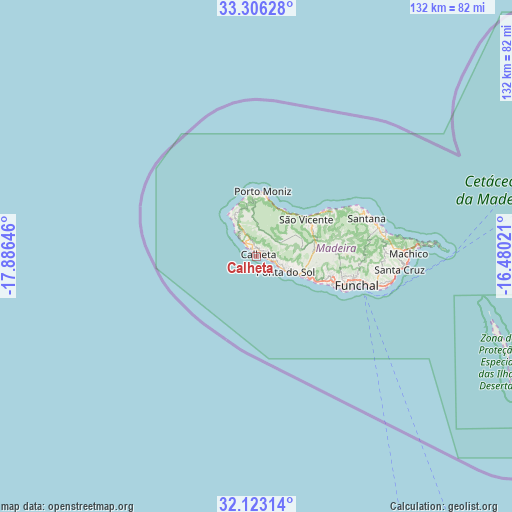 Calheta on map