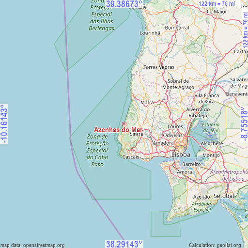 Azenhas do Mar on map