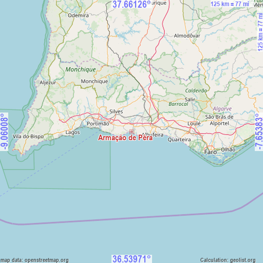 Armação de Pêra on map