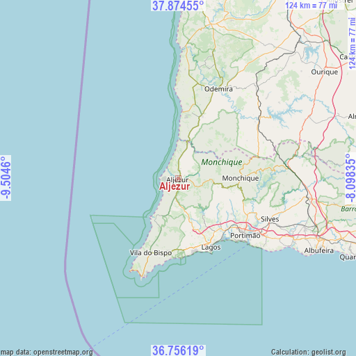 Aljezur on map