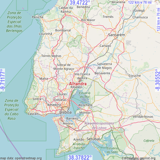 Alhandra on map