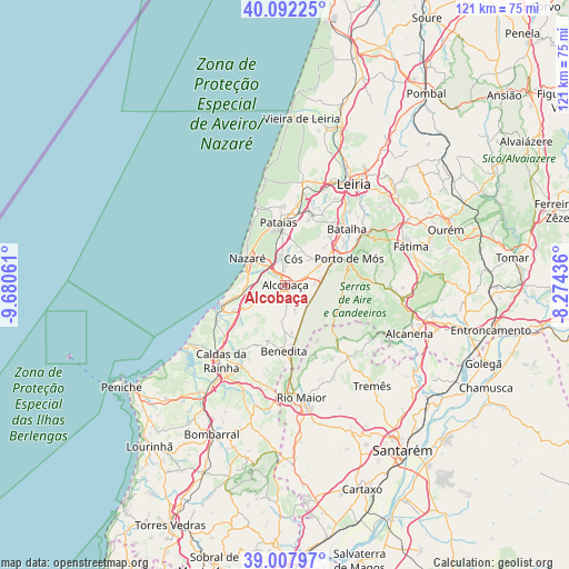 Alcobaça on map