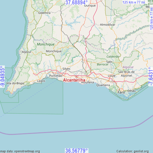 Alcantarilha on map