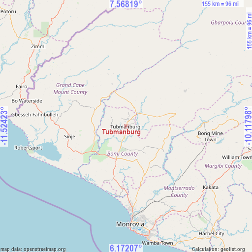 Tubmanburg on map