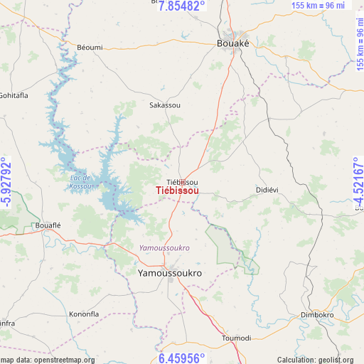 Tiébissou on map