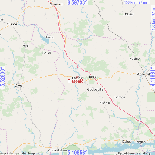 Tiassalé on map