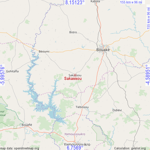 Sakassou on map