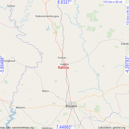 Katiola on map