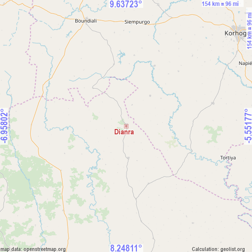 Dianra on map