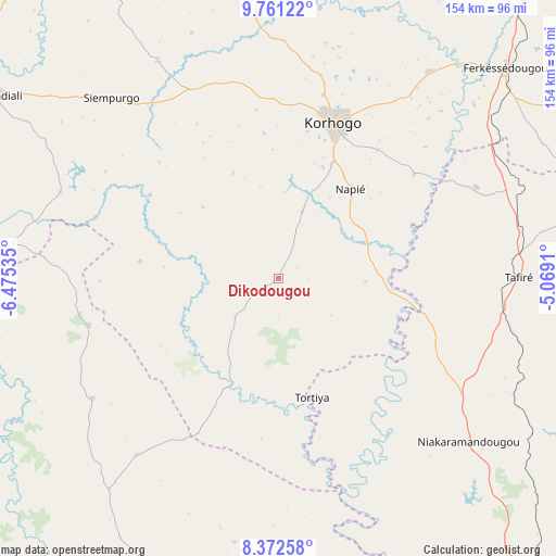 Dikodougou on map