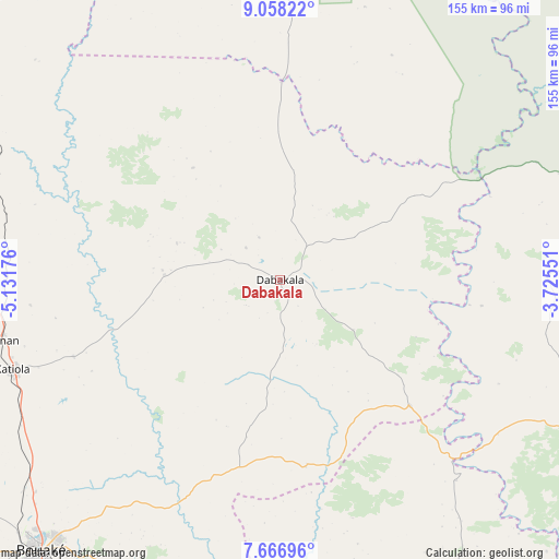 Dabakala on map